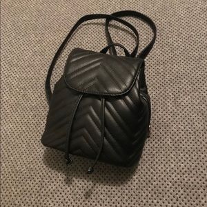 Black Leather Mini Backpack